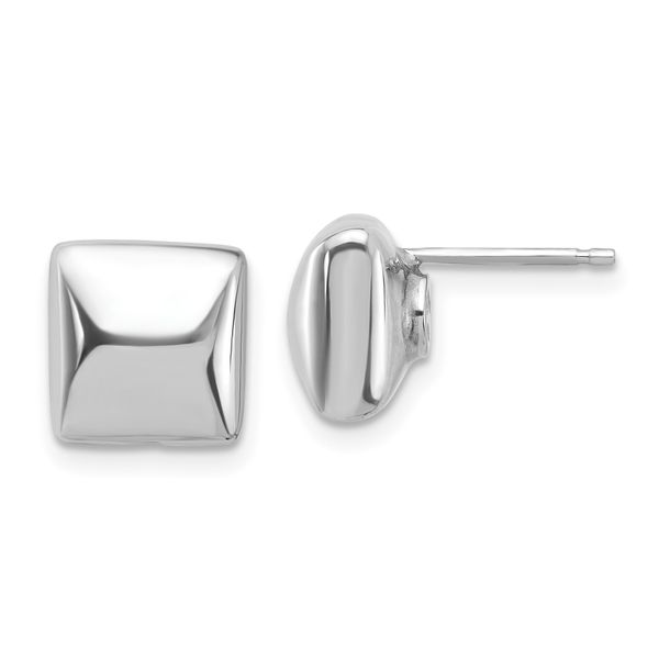 Leslie's Sterling Silver Rh-plat Polished Hollow Puffed Square Post Earring