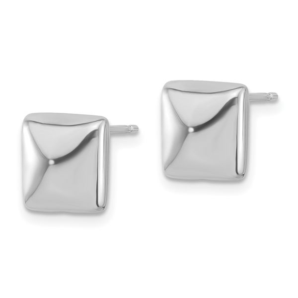 Leslie's Sterling Silver Rh-plat Polished Hollow Puffed Square Post Earring - Image 2