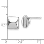 Leslie's Sterling Silver Rh-plat Polished Hollow Puffed Square Post Earring - Image 4