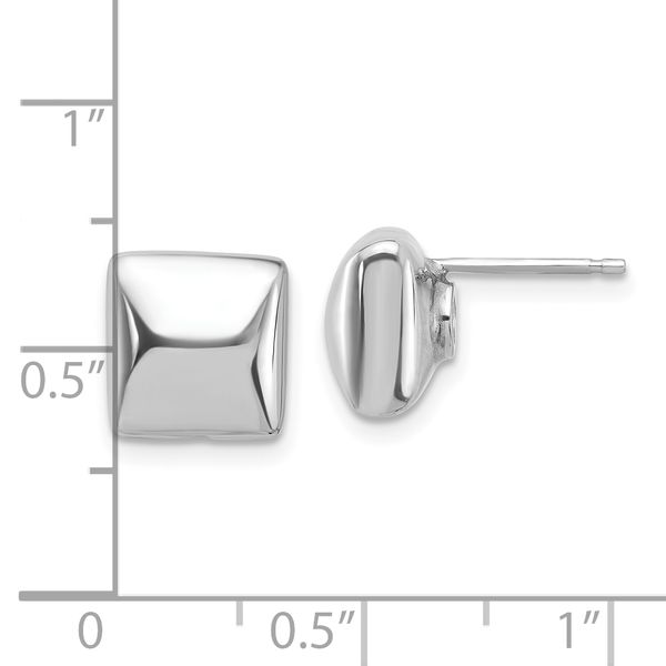 Leslie's Sterling Silver Rh-plat Polished Hollow Puffed Square Post Earring - Image 4