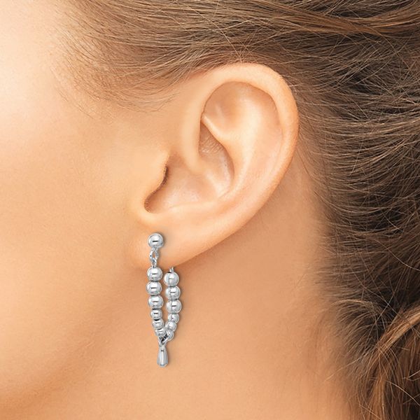 Leslie's Sterling Silver RH-plated Ball Dangle Post Earrings - Image 3