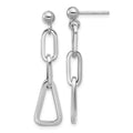 Leslie's Sterling Silver RH-plate Geometric Link Dangle Post Earrings