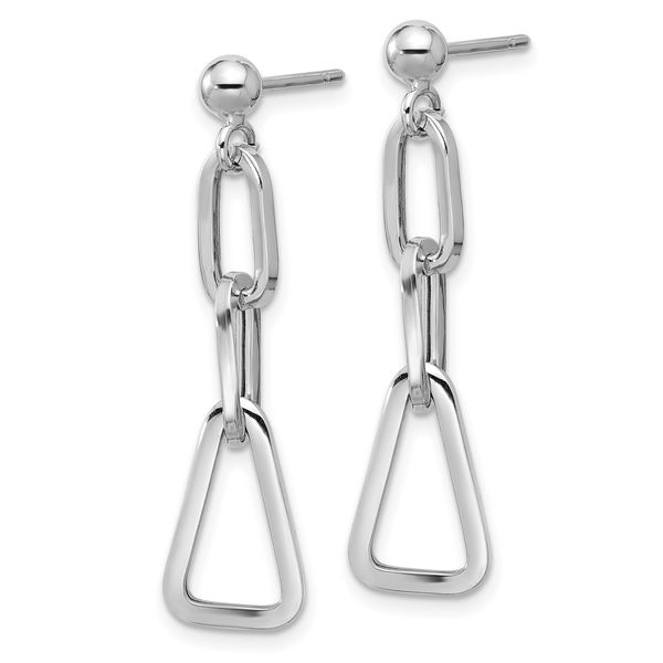 Leslie's Sterling Silver RH-plate Geometric Link Dangle Post Earrings - Image 2