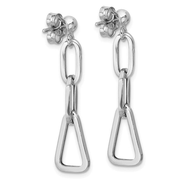 Leslie's Sterling Silver RH-plate Geometric Link Dangle Post Earrings - Image 4