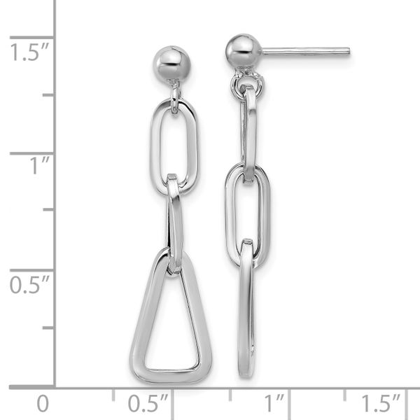 Leslie's Sterling Silver RH-plate Geometric Link Dangle Post Earrings - Image 5