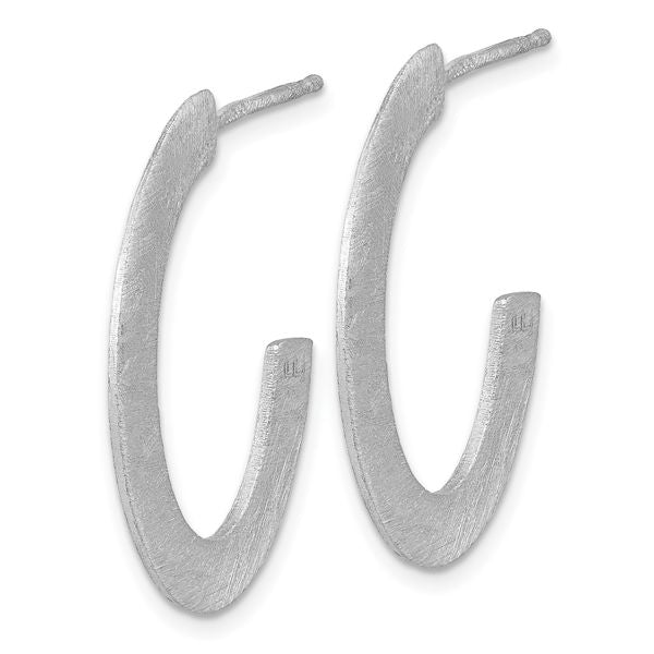 Leslie's Sterling Silver RH-plated Scratch Finish J-Hoop Post Earrings - Image 2