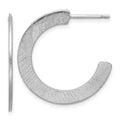 Leslie's Sterling Silver RH-plated Scratch Finish J-Hoop Post Earrings