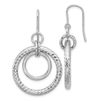 Leslie's Sterling Silver RH-pl Polish/Dia-cut Circles Dangle Earrings