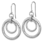Leslie's Sterling Silver RH-pl Polish/Dia-cut Circles Dangle Earrings - Image 2