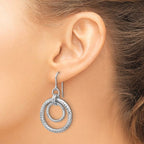 Leslie's Sterling Silver RH-pl Polish/Dia-cut Circles Dangle Earrings - Image 3