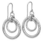 Leslie's Sterling Silver RH-pl Polish/Dia-cut Circles Dangle Earrings - Image 4
