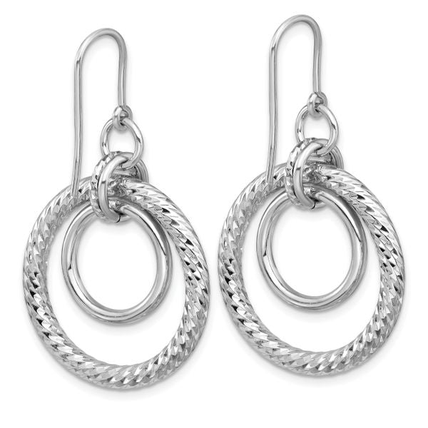 Leslie's Sterling Silver RH-pl Polish/Dia-cut Circles Dangle Earrings - Image 4