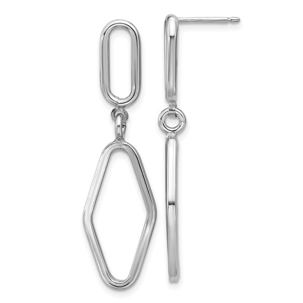 Leslie's Sterling Silver RH-plat Polish Geometric Dangle Post Earrings