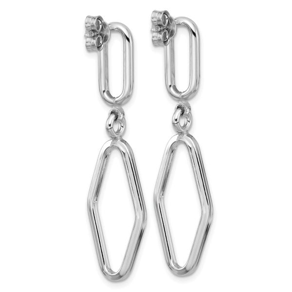 Leslie's Sterling Silver RH-plat Polish Geometric Dangle Post Earrings - Image 4