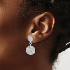Leslie's SS RH-plat CZ Polished/Grooved Circle Dangle Post Earrings - Image 3