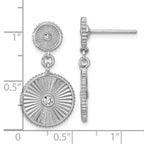 Leslie's SS RH-plat CZ Polished/Grooved Circle Dangle Post Earrings - Image 5
