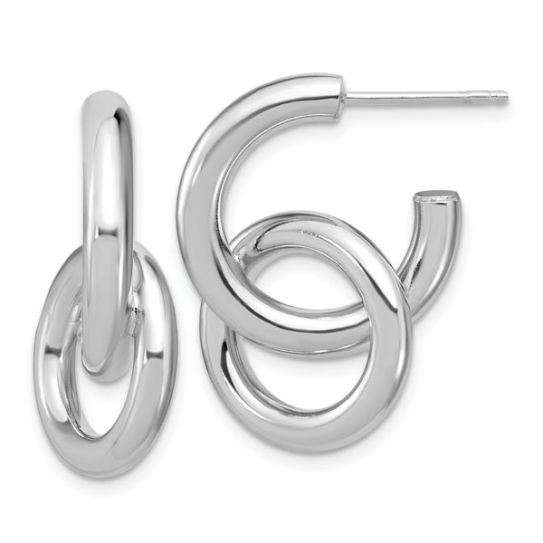 Leslie's Sterling Silver RH-plated Polished Circle Drop Post Earrings