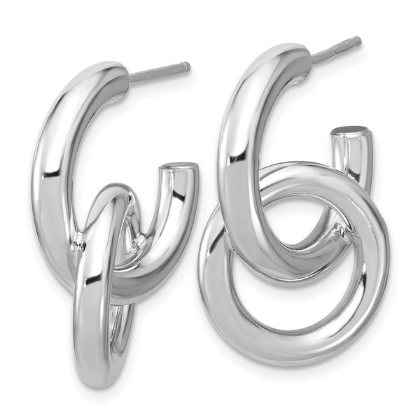 Leslie's Sterling Silver RH-plated Polished Circle Drop Post Earrings - Image 2