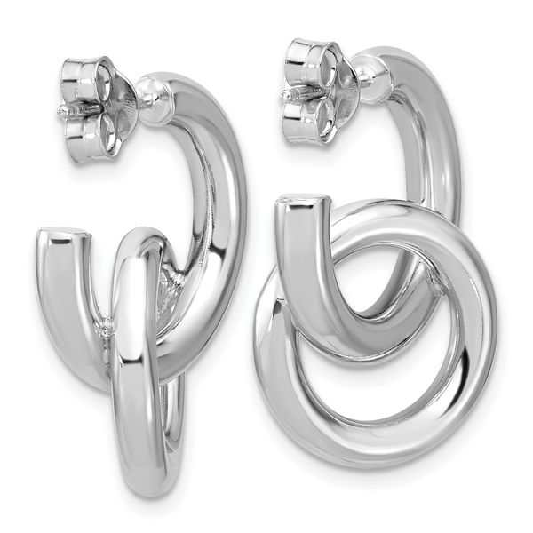 Leslie's Sterling Silver RH-plated Polished Circle Drop Post Earrings - Image 4