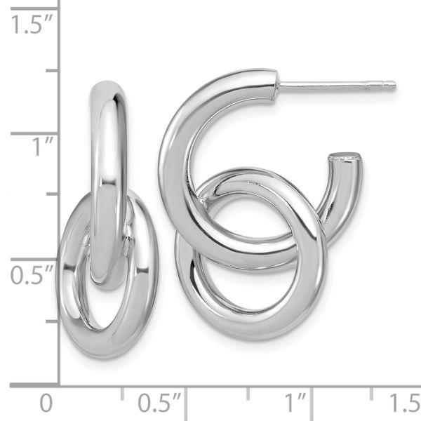 Leslie's Sterling Silver RH-plated Polished Circle Drop Post Earrings - Image 5