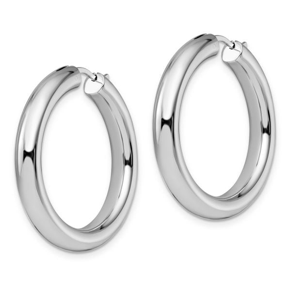 Leslie's Sterling Silver Rhodium-plated 5mm Tube Earrings - Image 2