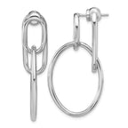 Leslie's SS RH-plated Polished Front/Back Oval Dangle Post Earrings