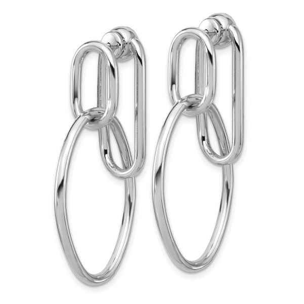 Leslie's SS RH-plated Polished Front/Back Oval Dangle Post Earrings - Image 2