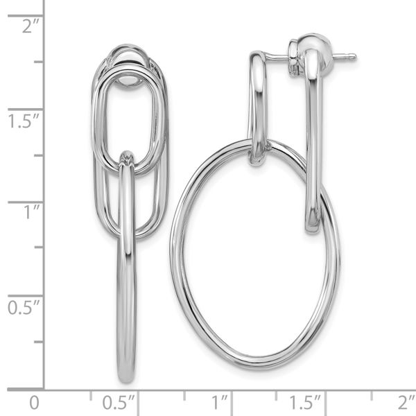 Leslie's SS RH-plated Polished Front/Back Oval Dangle Post Earrings - Image 5