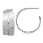 Leslie's Sterling Silver Rhodium-plate Scratch Finish J-hoop Earrings