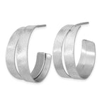 Leslie's Sterling Silver Rhodium-plate Scratch Finish J-hoop Earrings - Image 2