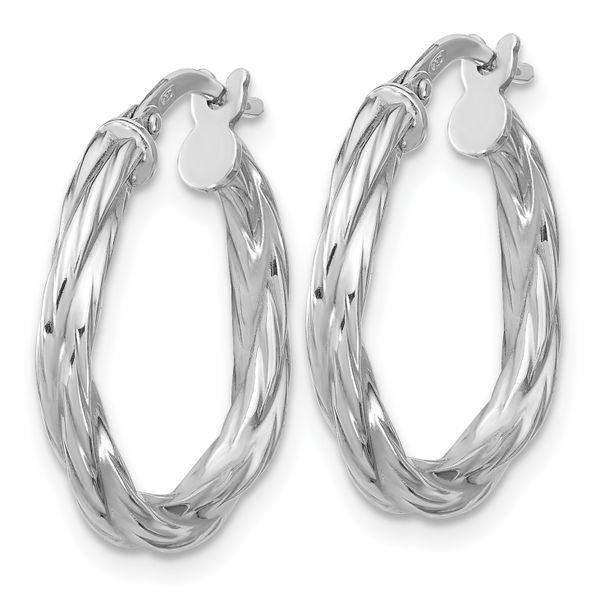 Leslie's Sterling Silver RH-plated Polished Twisted Hoop Earrings - Image 2