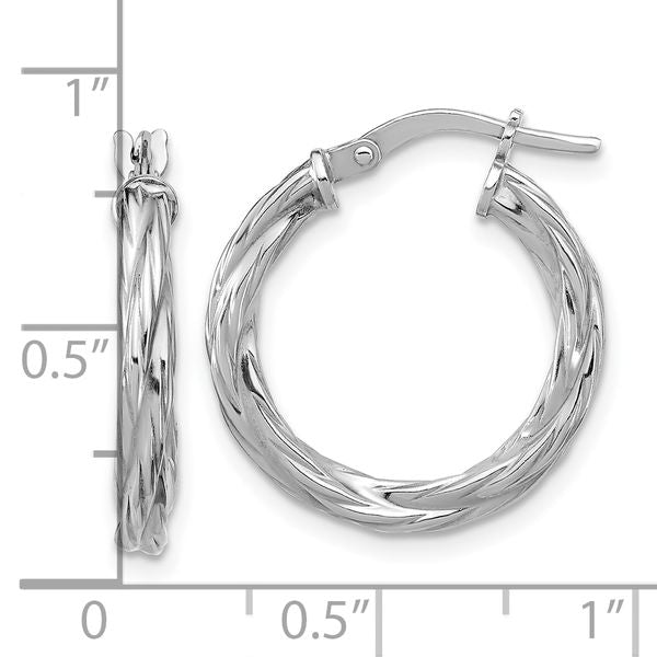 Leslie's Sterling Silver RH-plated Polished Twisted Hoop Earrings - Image 5