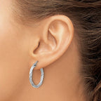 Leslie's Sterling Silver RH-plated Polished Twisted Hoop Earrings - Image 3