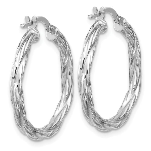 Leslie's Sterling Silver RH-plated Polished Twisted Hoop Earrings - Image 4