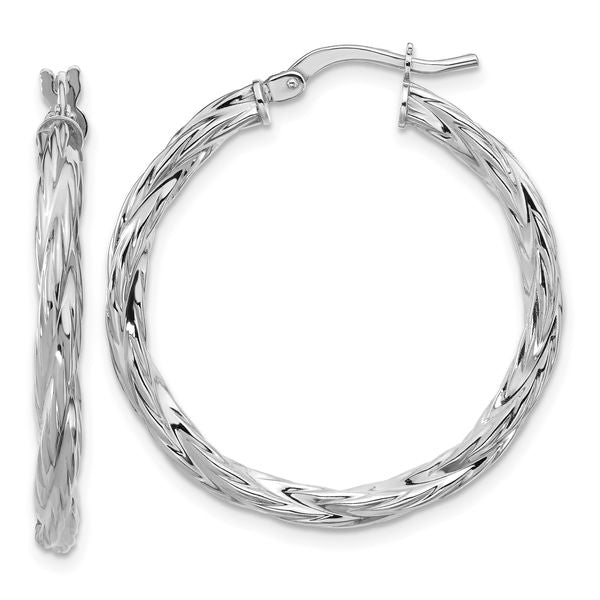 Leslie's Sterling Silver RH-plated Polished Twisted Hoop Earrings