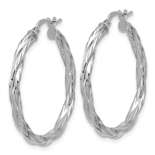 Leslie's Sterling Silver RH-plated Polished Twisted Hoop Earrings - Image 2