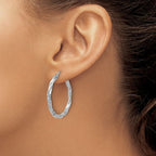 Leslie's Sterling Silver RH-plated Polished Twisted Hoop Earrings - Image 3