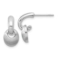 Leslie's Sterling Silver RH-plat Polish/Brush Dangle Post Earrings