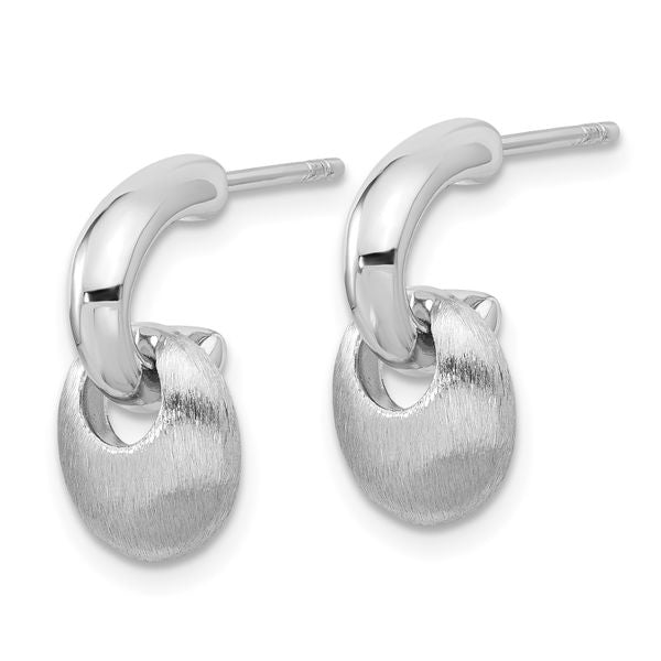 Leslie's Sterling Silver RH-plat Polish/Brush Dangle Post Earrings - Image 2