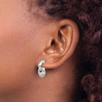 Leslie's Sterling Silver RH-plat Polish/Brush Dangle Post Earrings - Image 3