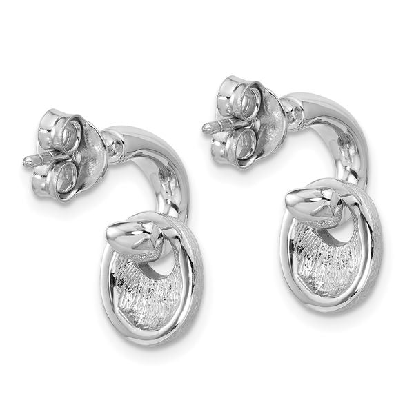 Leslie's Sterling Silver RH-plat Polish/Brush Dangle Post Earrings - Image 4