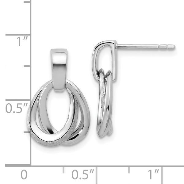 Leslie's SS RH-plated Polished/Brushed Ovals Dangle Post Earrings - Image 5