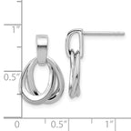 Leslie's SS RH-plated Polished/Brushed Ovals Dangle Post Earrings - Image 5