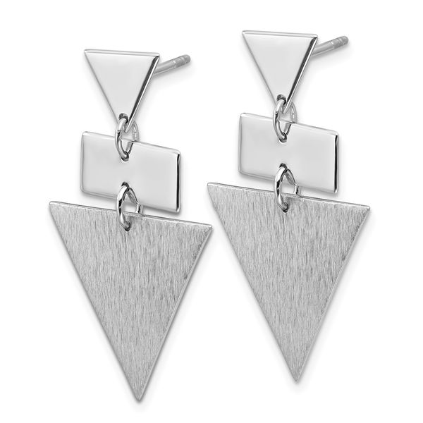 Leslie's SS RH-plated Polish/Brushed Geometric Dangle Post Earrings - Image 2