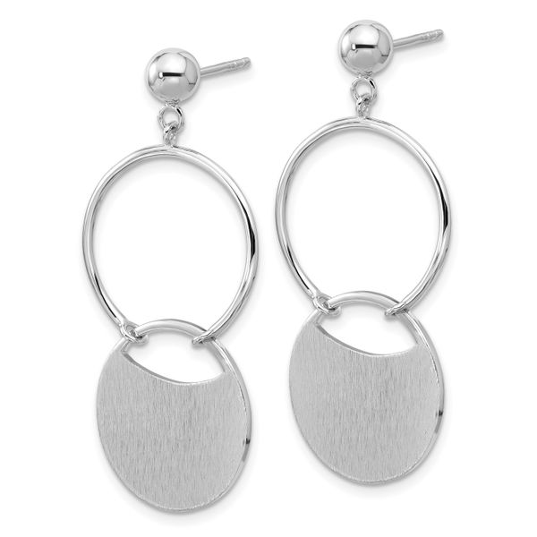 Leslie's SS RH-plated Polished/Brushed Circles Dangle Post Earrings - Image 2