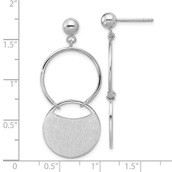 Leslie's SS RH-plated Polished/Brushed Circles Dangle Post Earrings - Image 5