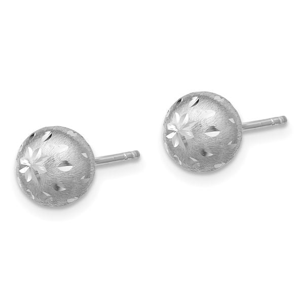 Leslie's SS RH-plated Polished/Brushed/Dia-cut Ball Post Earrings - Image 2