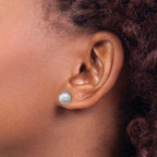 Leslie's SS RH-plated Polished/Brushed/Dia-cut Ball Post Earrings - Image 3