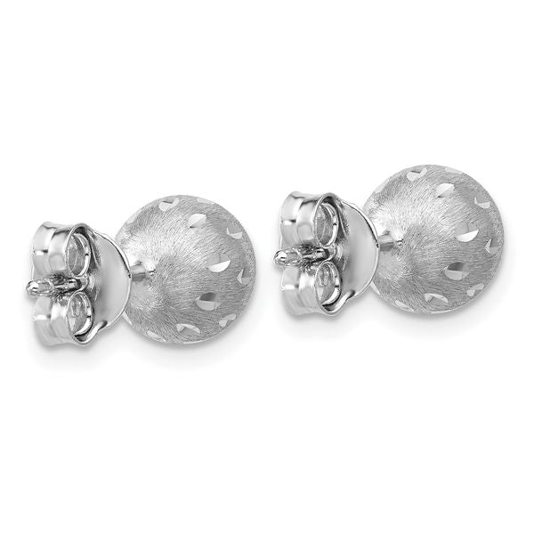 Leslie's SS RH-plated Polished/Brushed/Dia-cut Ball Post Earrings - Image 4