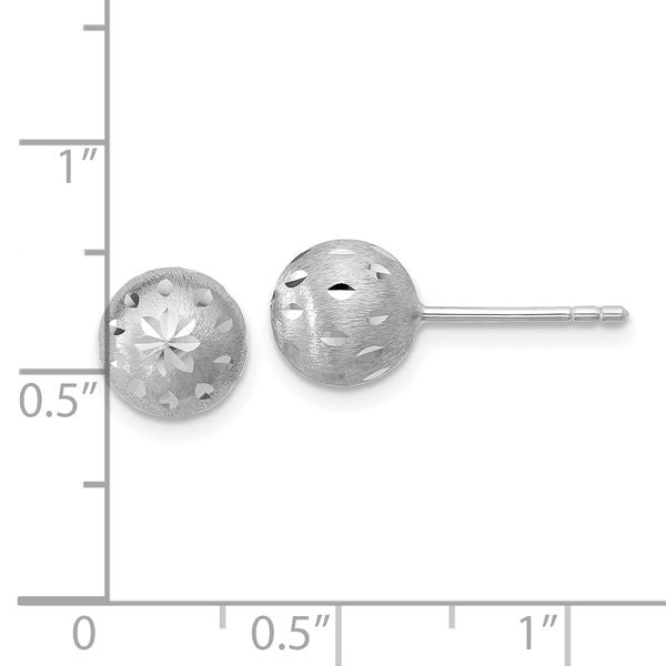Leslie's SS RH-plated Polished/Brushed/Dia-cut Ball Post Earrings - Image 5